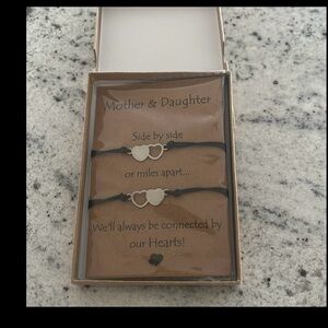 Mother & Daughter connected bracelet black & silver